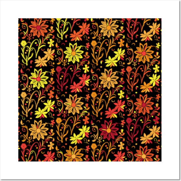 Autumn Floral Pattern Wall Art by ArtFactoryAI